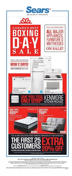 Sears Catalogue Boxing Day Sale 2015